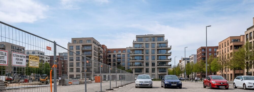 Wohnviertel mit Parkflächen